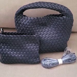 Soft PU leather knotted woven handbag(two)